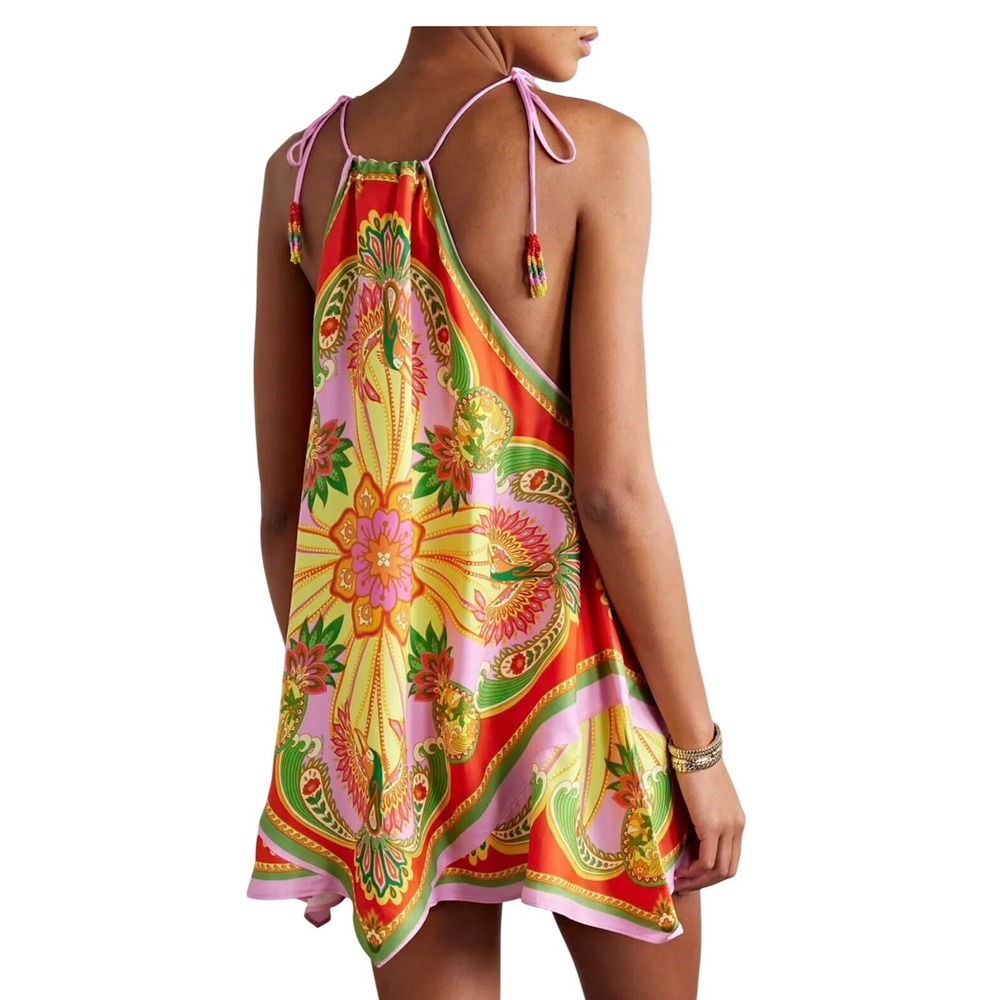 Farm Rio NWT SZ LGE Beach‎ Toucans Scarf Lenzing Ecovero viscose mini dress - Picture 2 of 16